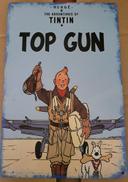 Plaque alu 20 cm x 30 cm de Tintin (Parodie Top Gun). Neuf sous blister