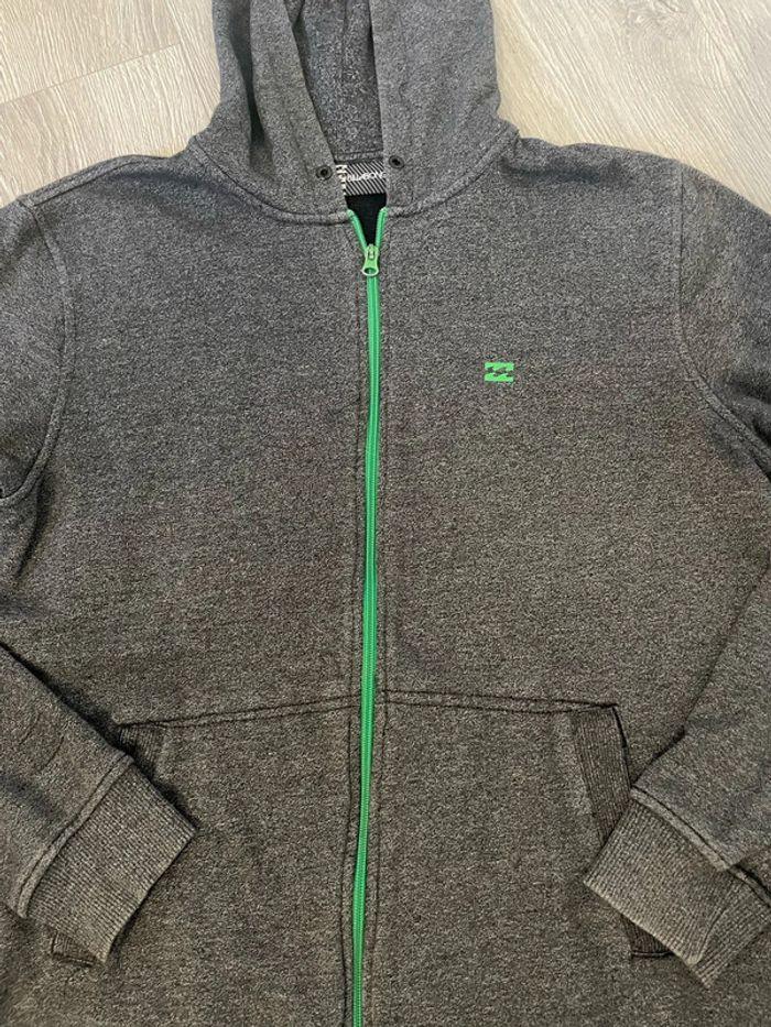 Sweat zip devant à capuche gris et vert billabong taille M - photo numéro 2