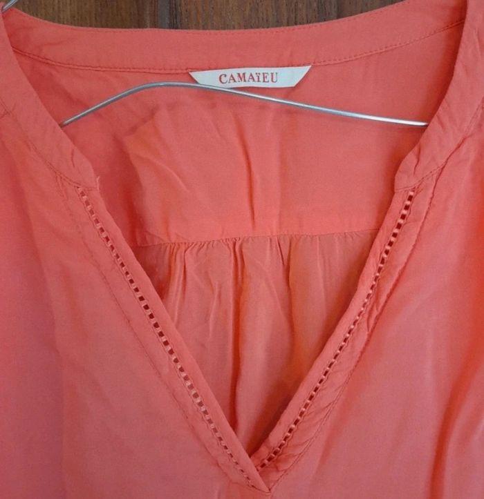 Blouse manches courtes couleur corail - photo numéro 2