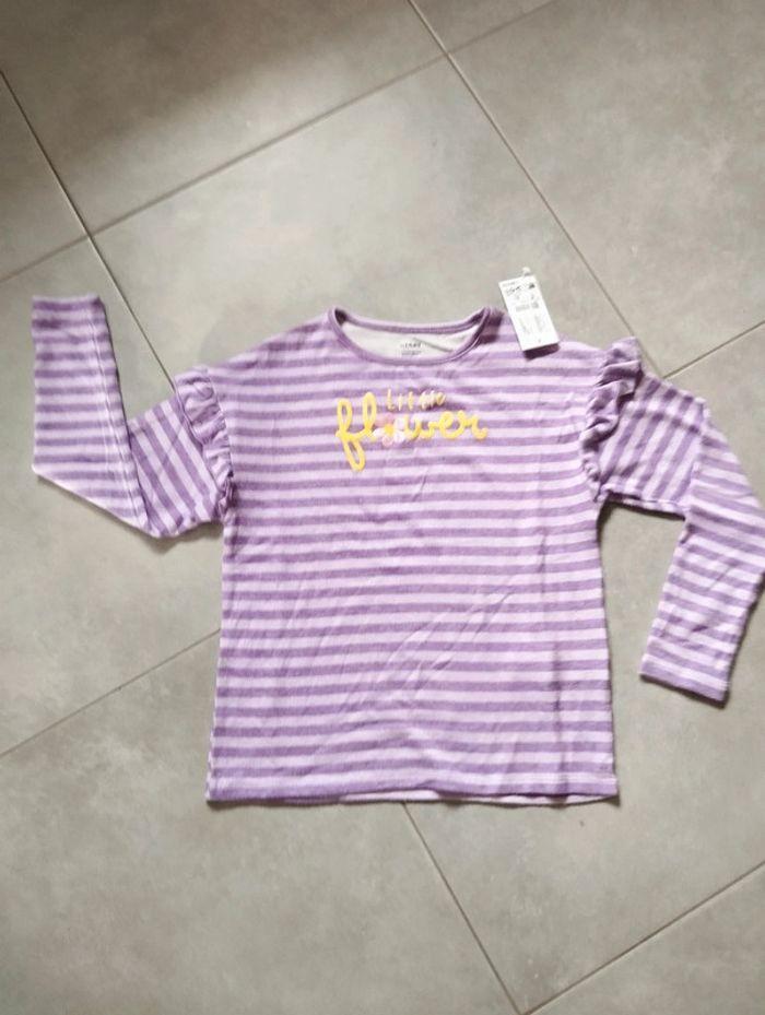 * T-shirt violet en maille doudou T10A Kiabi - photo numéro 1