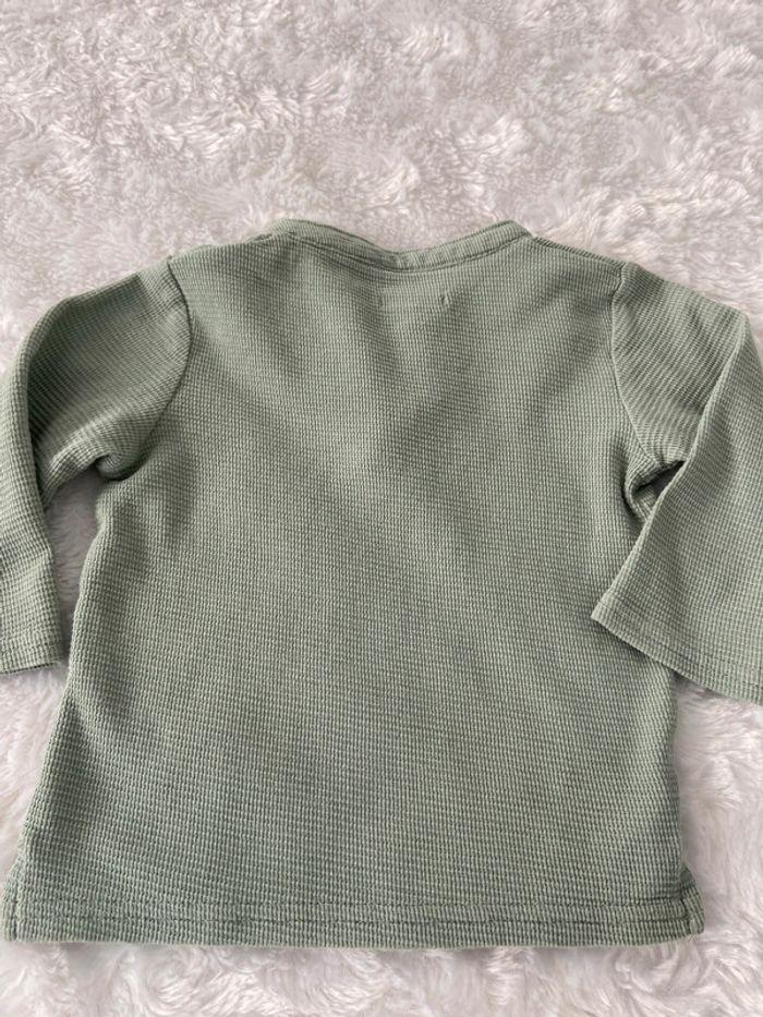 Pull Shirt manches longues menthe vert Gemo coton gauffré  12 mois neuf - photo numéro 6