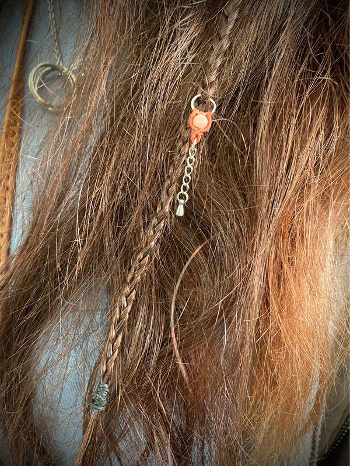 Bijou de cheveux - bijou de tresse / dread en macramé avec Pierre de Soleil - photo numéro 3