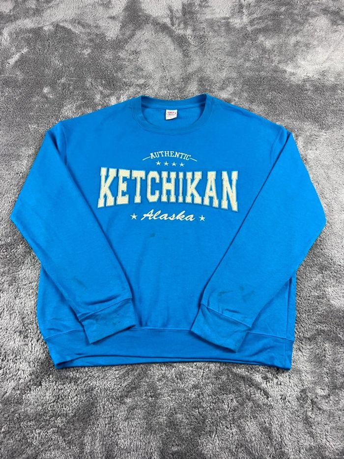 👕 Sweat Ketchikan Alaska Logo brodé Bleu Taille L 👕 - photo numéro 1