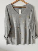 Pull fluide avec laine et cachemire gris