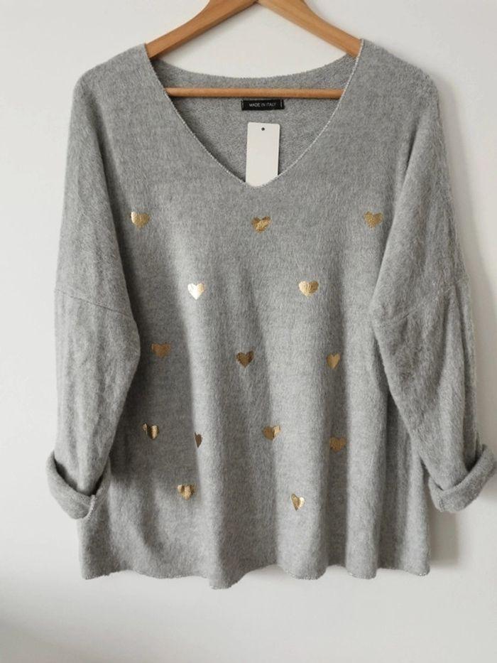 Pull fluide avec laine et cachemire gris - photo numéro 1