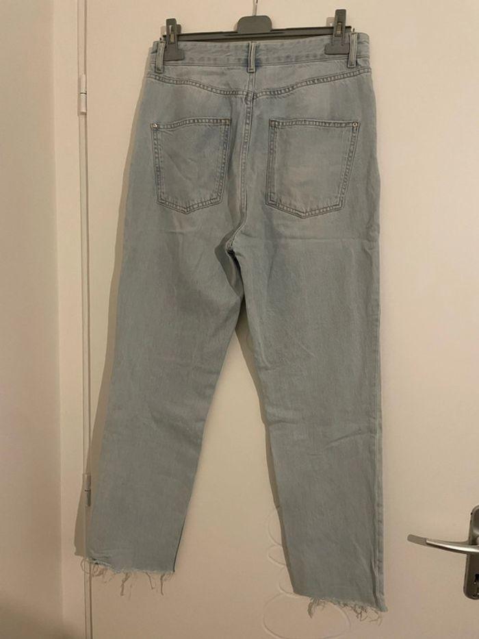 Jean bleu clair taille haute coupe flare jambe large bas frange pimkie taille 40 - photo numéro 5