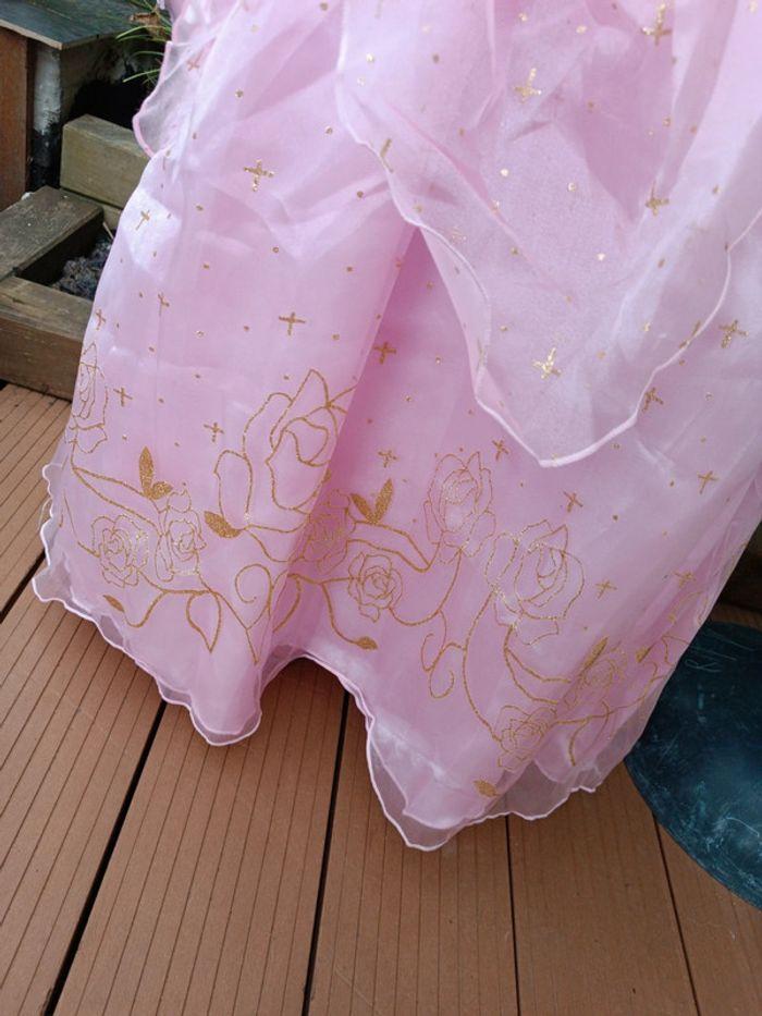 Robe princesse rose pink dress costume déguisement fleur flower belle Bijou baguette gant sac 10 140 - photo numéro 9