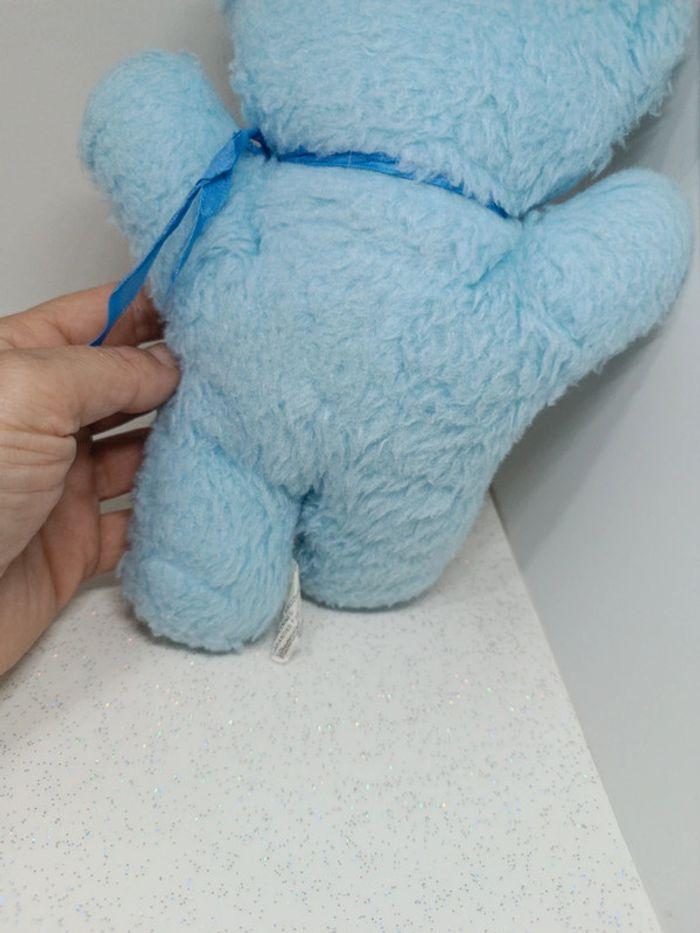 Nounours ours Teddy Bear ourson bleu blue ciel clair vintage petit small minouche tire langue - photo numéro 7