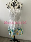 Robe patineuse blanc à fleurs multicolore bretelles amovible neuf moocci taille M