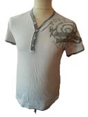 Tee shirt Blanc gris Imprimé Kamora Jeans Taille Medium