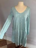 Robe casual en coton bleue turquoise manches longues