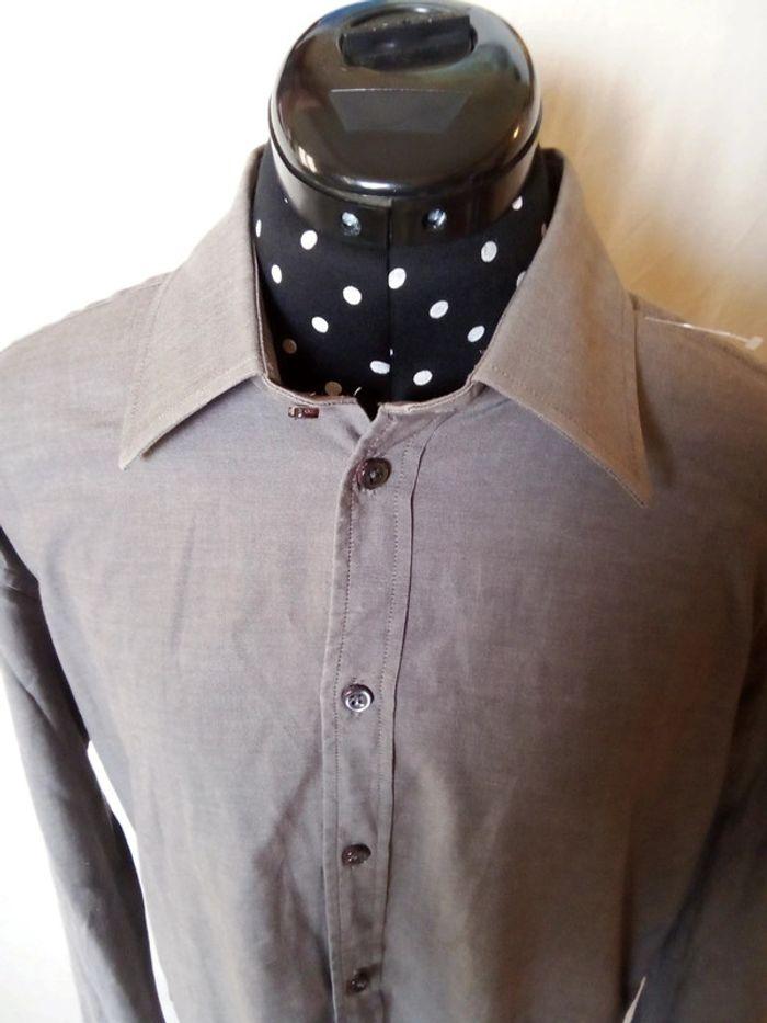 Chemise unie manches longues Façonnable gris foncé taille XL - photo numéro 2