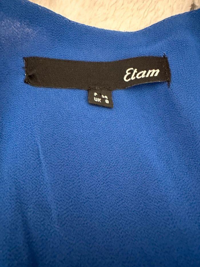 Robe voile bleu imprimé noir Etam taille 38 - photo numéro 10