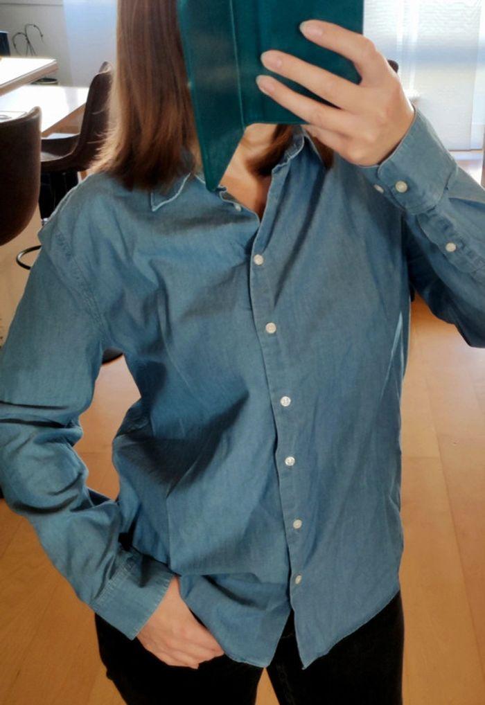 Chemise denim bleu clair maison standards t.l - photo numéro 2