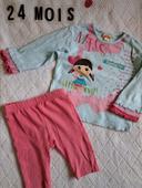 Ensemble t-shirt manches longues + legging rose fille 24 mois