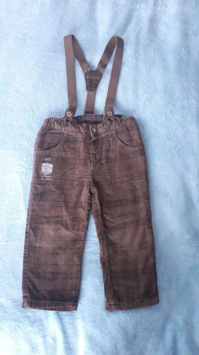 Pantalon garçon velours marron finement côtelé avec bretelles Sergent Major 2 ans - photo numéro 1