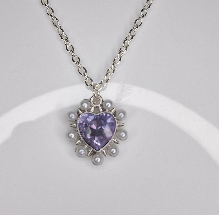 Collier coeur violet - photo numéro 2