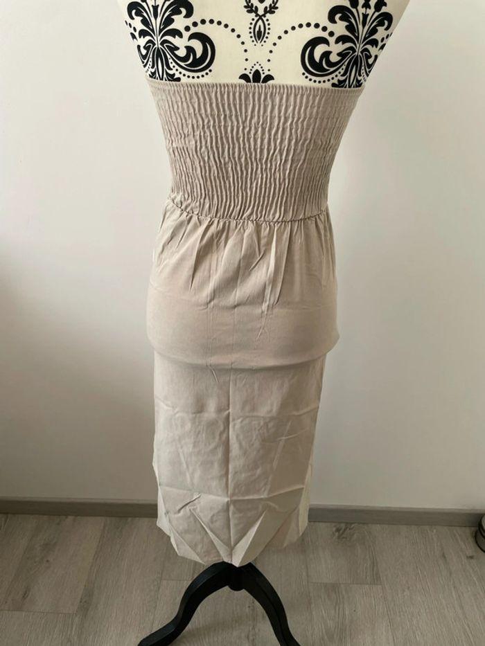 Robe beige bustier extensible mi longue poche et ceinture fendu devant neuf Willy Z taille S/M - photo numéro 6