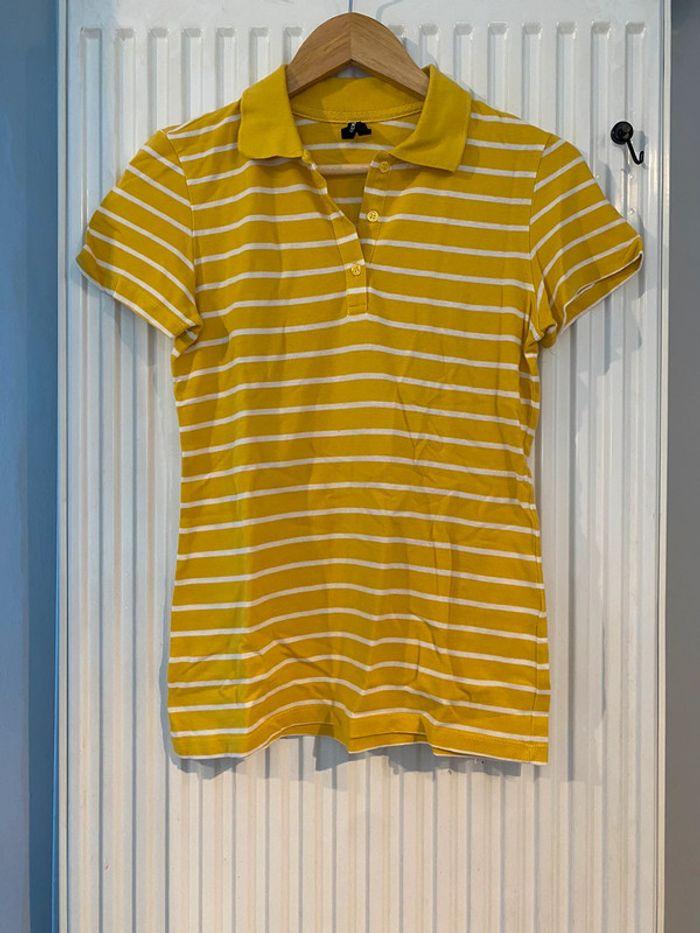 Polo rayé jaune et blanc - taille S - photo numéro 1