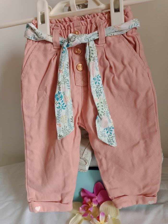 Pantalon rose pâle et ceinture fleurie - sergent major - photo numéro 1